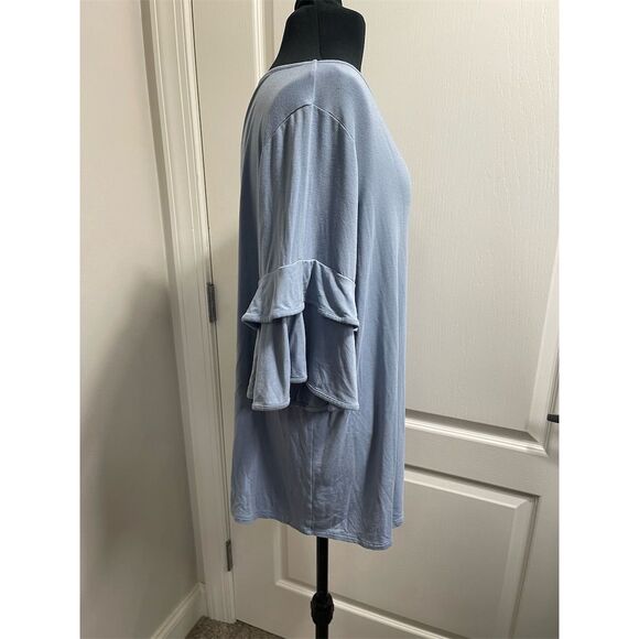 J. Jill Women's Blue Ruffle Bell Sleeve Blouse Size L Casual Spring - Picture 4 of 9